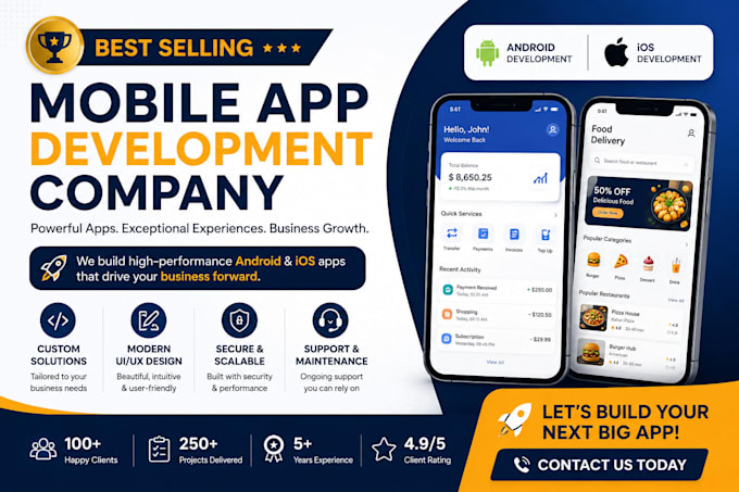 custom mobile app development for android and iphone