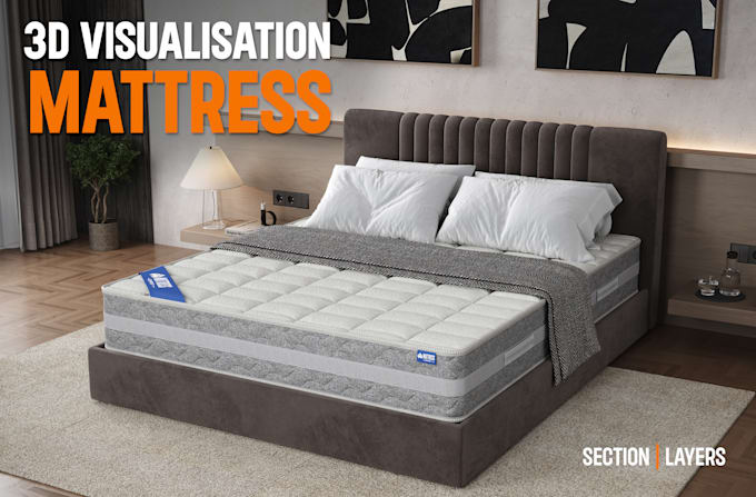 do 3d visualization rendering of mattress with section digibun