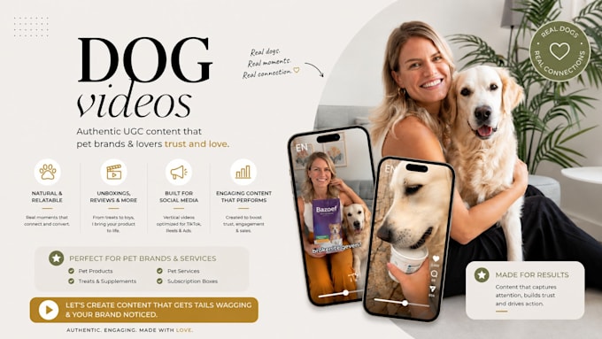 create ugc dog content for tiktok or video ads social media