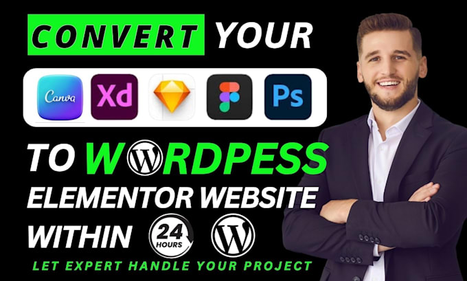 convert canva website to wordpress website, figma, PSD, xd to wordpress website