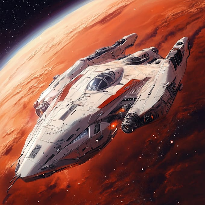 create a sci fi art, spaceship and illustration
