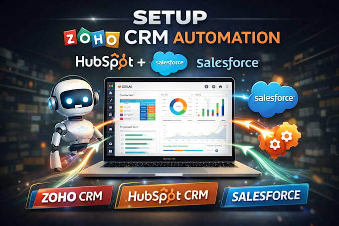 setup zoho CRM, hubspot CRM, salesforce automation with ai workflow integration