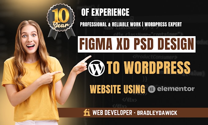 convert figma xd psd to wordpress website using elementor