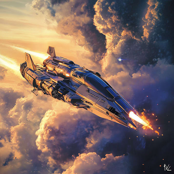 make best sci fi art spaceship or any design for you