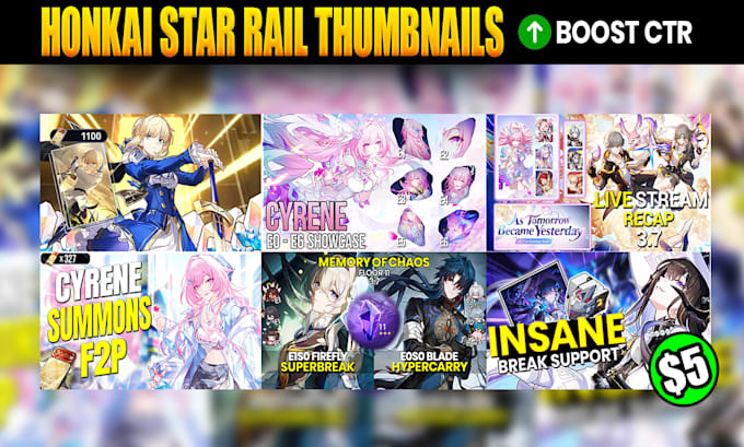 design high CTR honkai star rail youtube thumbnails