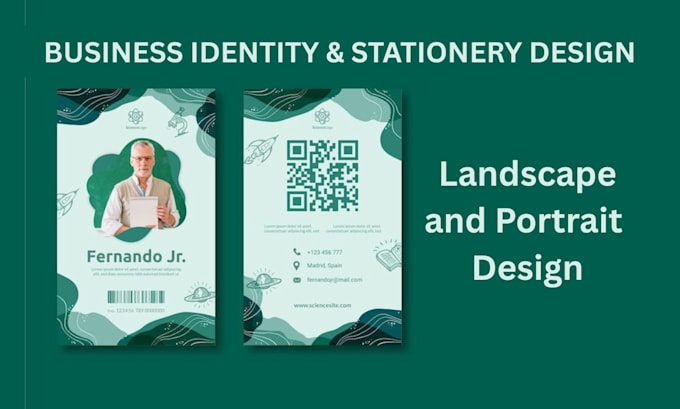 design elegant business card, brand identity and stationary with qr code