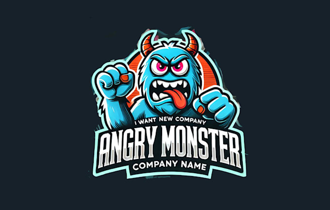 design angry monster mascot logo with express delivery