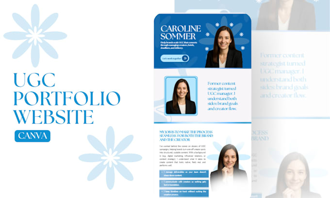 design a high converting ugc portfolio canva website, epk