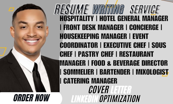 write hospitality cv, executive chef, bartender, mixologist and caterer resume