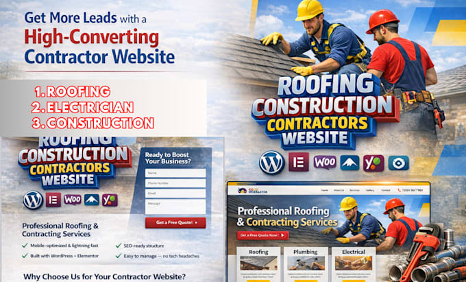 design plumber, roofing contractor construction website
