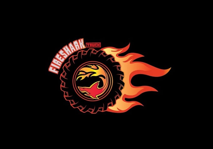 make amazing fire shark truck logo