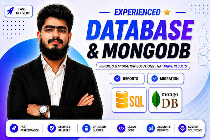 design databases, migrate sql, create reports, sql, postgresql, mongodb