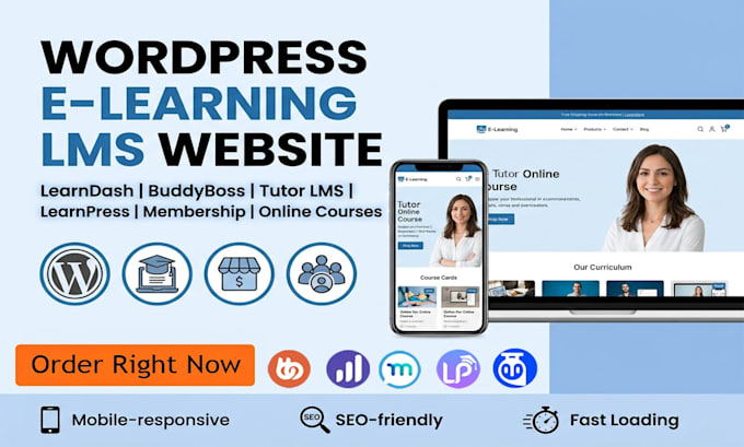 design lms wordpress website with learndash, buddyboss