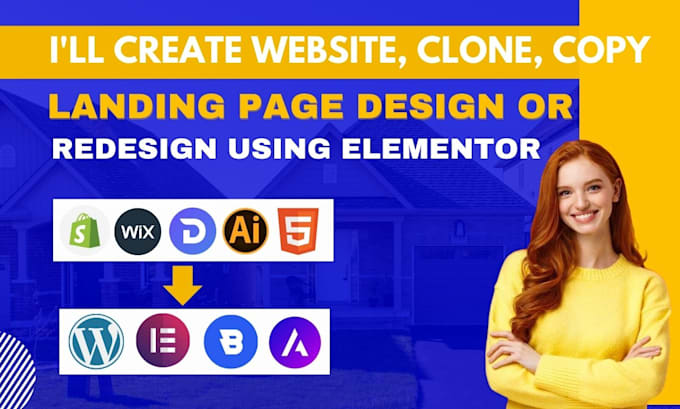 create wordpress landing page design, sales page, business page, using elementor