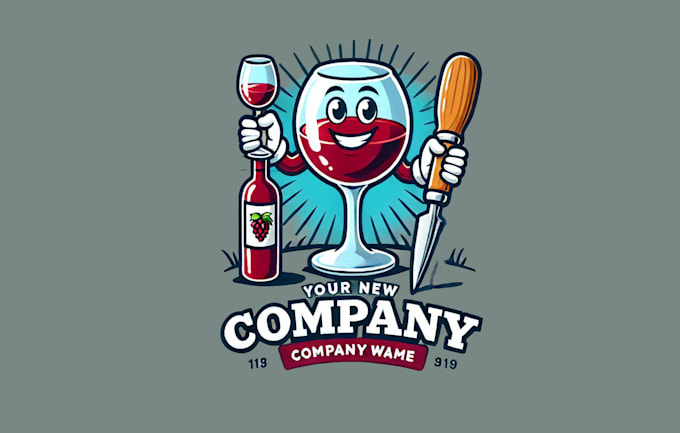 design glass red wine making mascot logo with express delivery