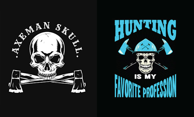 create amazing skull woodwork axes logo
