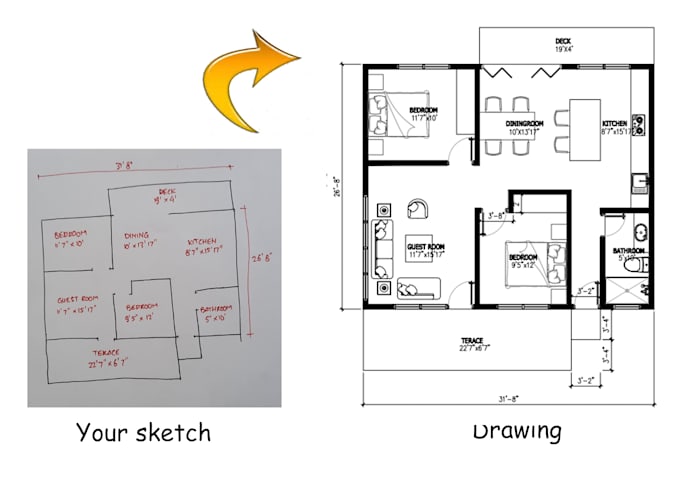 create clear 2d floor plans for housing projects