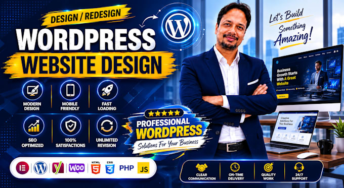 create responsive wordpress website design, redesign, ecommerce design in 24 hrs
