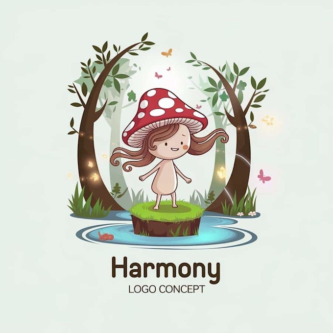 do unique and charming character enchanting forest logo