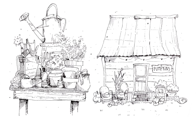 make black and white sketch pen drawing