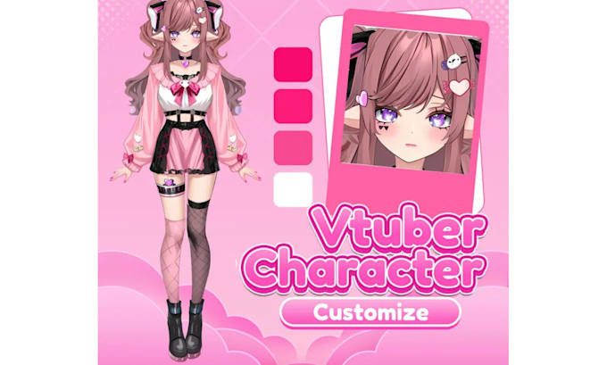 design rig anime live2d vtuber model character illustration for stream twitch