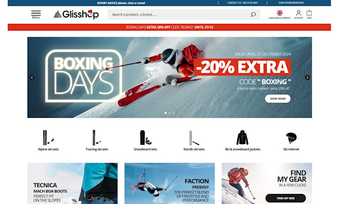 design luxury skis store snowboard shopify store ski shop website snowgear store