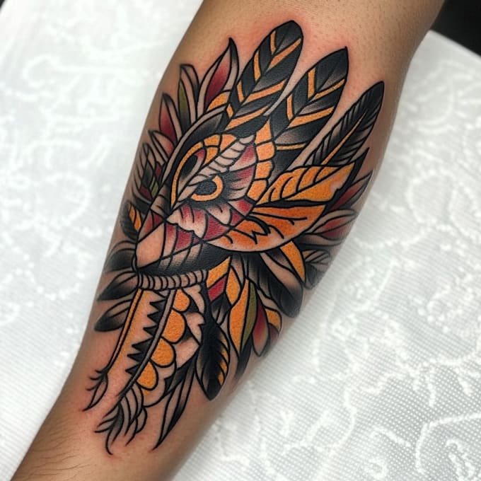 create a beautiful american traditional tattoo desing