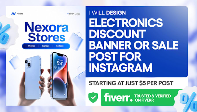 design electronics discount banner or sale post for instagram, facebook