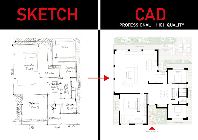 do architectural floor plan, elevations, sections dwg