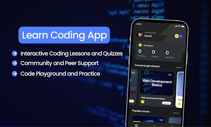 develop a custom learning and coding app for enhanced education