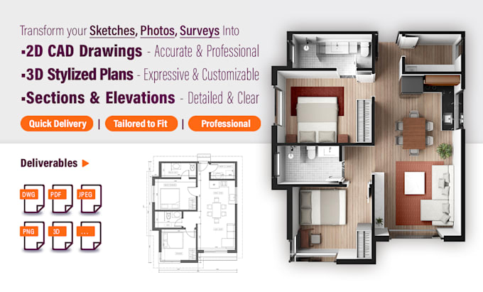 create architectural drawings for presentation, permits and construction