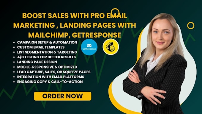 boost sales with pro email marketing , landing pages with mailchimp, getresponse