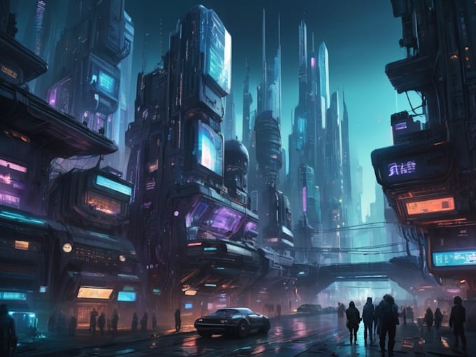 Create a illustration of futuristic cyberpunk city by Keyshiann | Fiverr