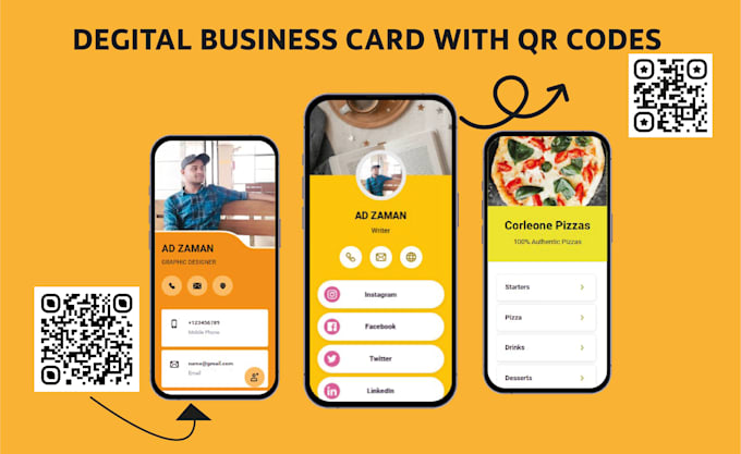 Create digital business card, vcard with qr codes by Adzaman | Fiverr