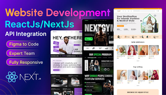 develop react website and nextjs website