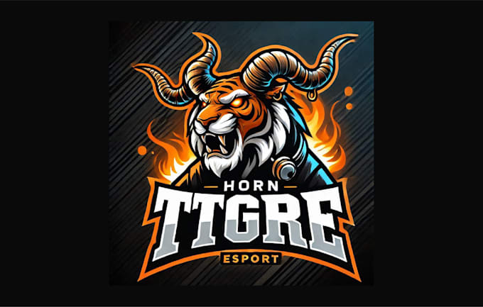 design creative horn tiger mascot logo within two days