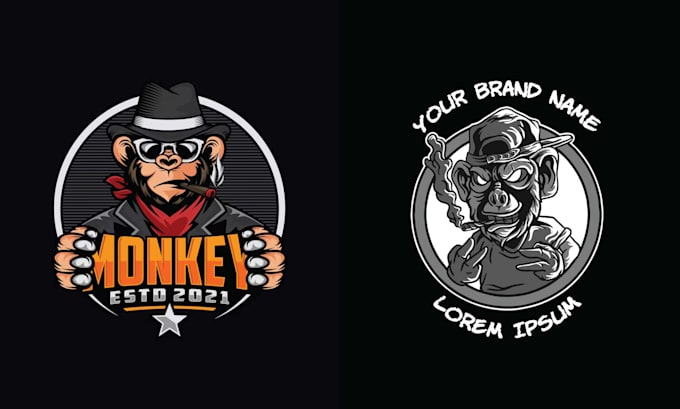 make emblem monkey gorilla logo and mascot style