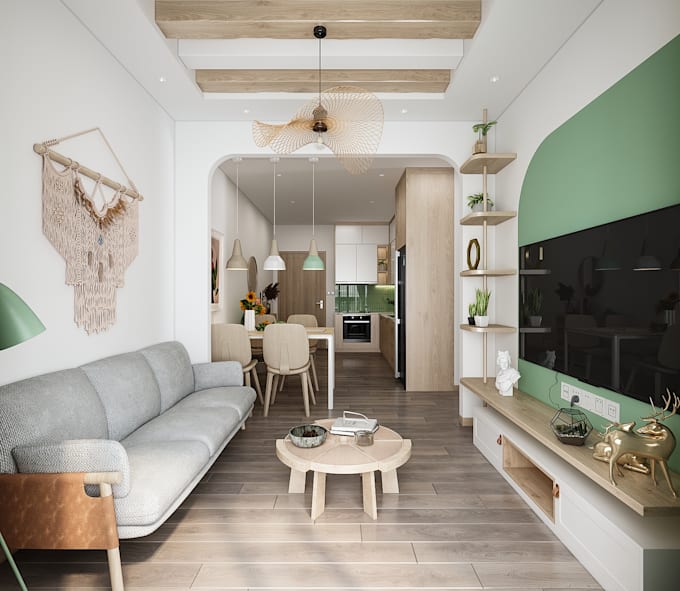 design realistic 3d interior for your apartment house or villa