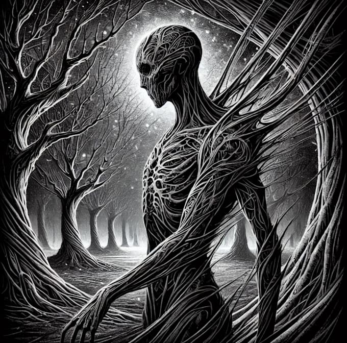 dark fantasy art with unique, intricate details