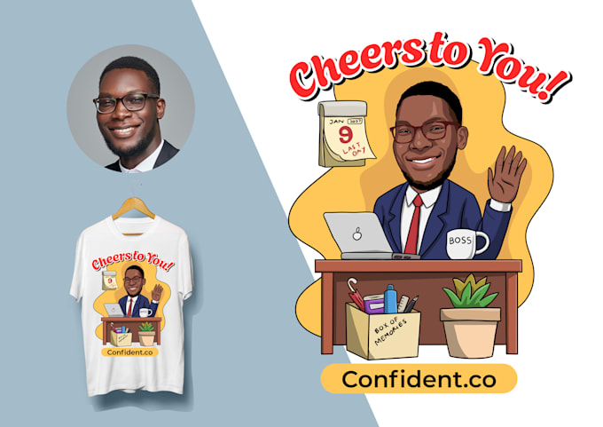 draw custom cartoon design for tshirt retirement