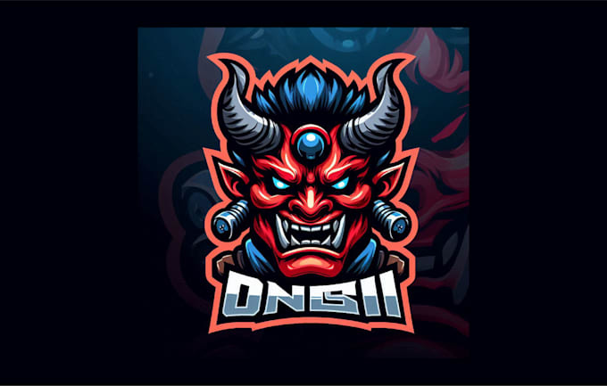 do creative oni mask head mascot logo with express delivery