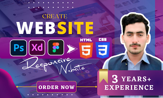 convert figma PSD xd or PDF to a pixel perfect responsive HTML CSS website