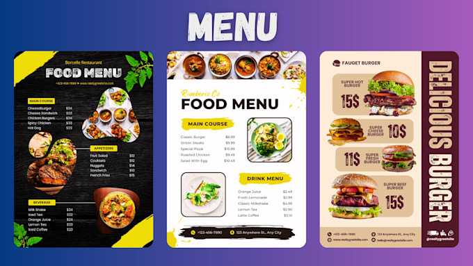 deliver high quality editable menu designs for any business
