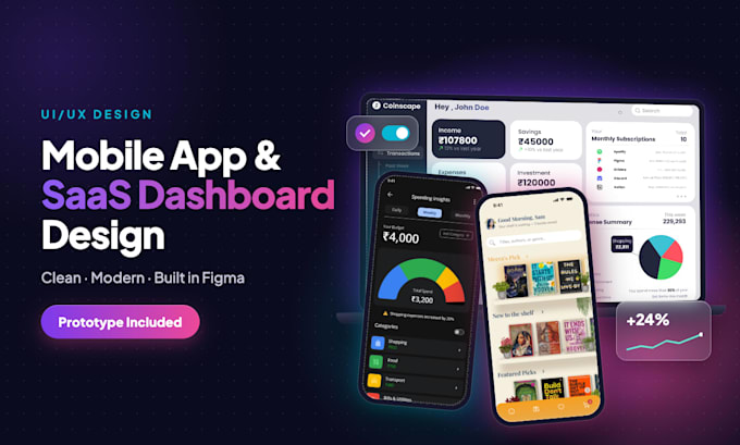 design mobile app UI UX and saas dashboard in figma