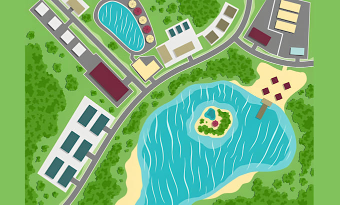 design a high quality custom map vector site plan and city illustration
