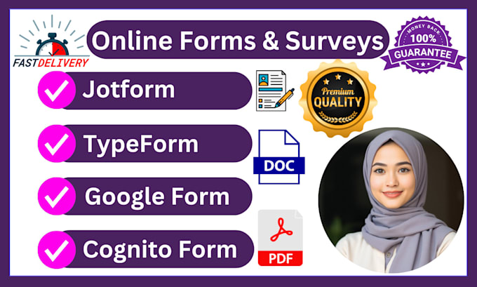 create online forms, surveys, jotform, typeform, google form, cognito form