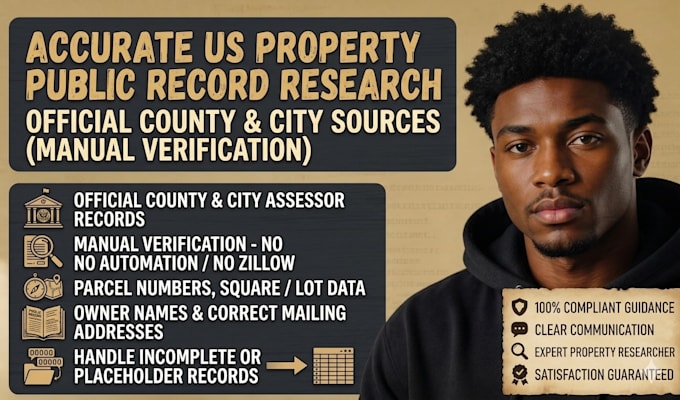 do verified US property real estate public record research from official sources