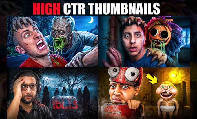 create viral horror, crime, and gaming youtube thumbnails