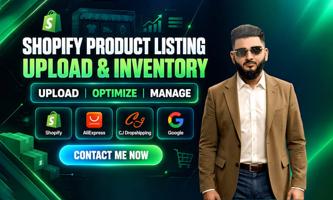 do shopify product listing, product upload and inventory update