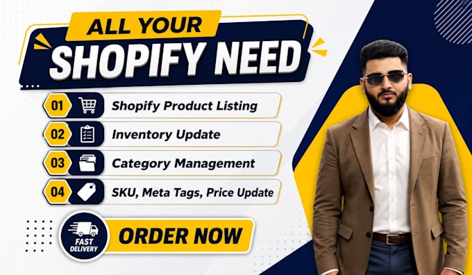 do shopify product listing, product upload and inventory update